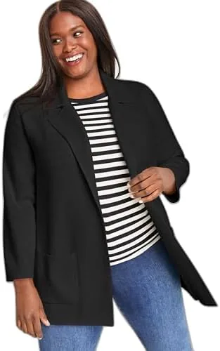 on 34th womens plus size sweater blazer deep black 2x