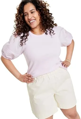 on 34th womens trendy plus size puff sleeve knit top pink bud 2x