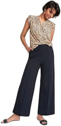 womens ponte pull on wide leg pants deep black xl